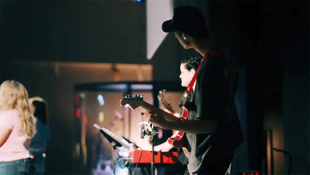 A Man playing electric guitar